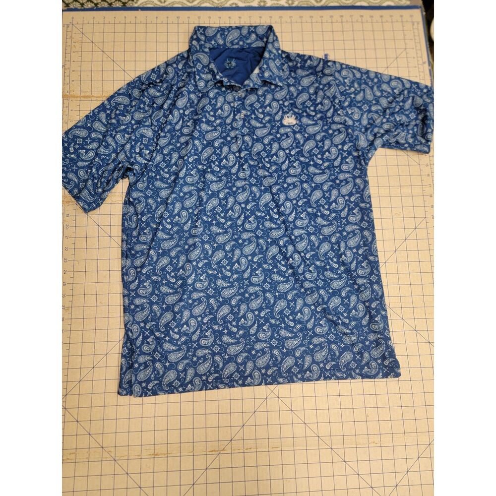 Craberdashe Mens Size Small Paisley Golf Polo Moisture Wicking Performance Shirt